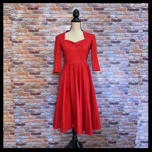 Hell Bunny Vixen Momo Rockabilly Polka Dot Dress - Picture 2 of 6